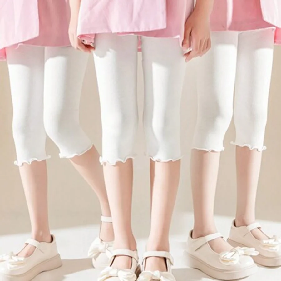 3-Pack of Children's Summer Thin Cropped Pants with Ruffled Edges