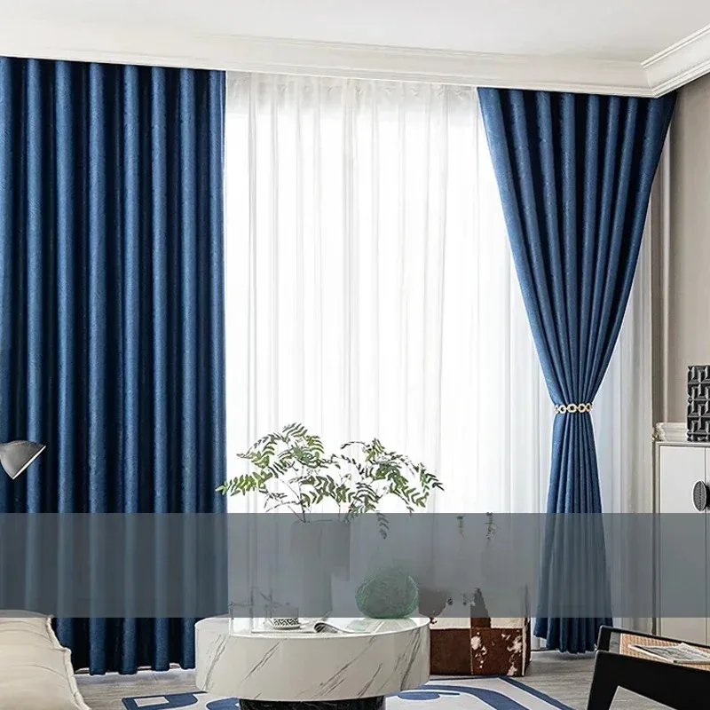 Custom Size Luxury Blackout Curtains for Living RoomBedroomBalcony Floating WindowSunshade Heat Insulation Sunscreen White Tulle