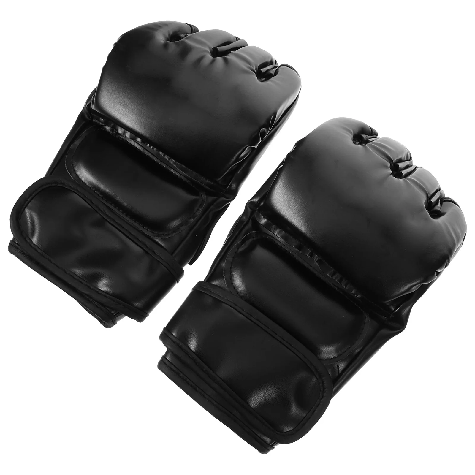 

Boxing Gloves Punching Bag Half Finger Kickboxing Training Sparring Martial Black MMA Style Comfortable Wrist Support