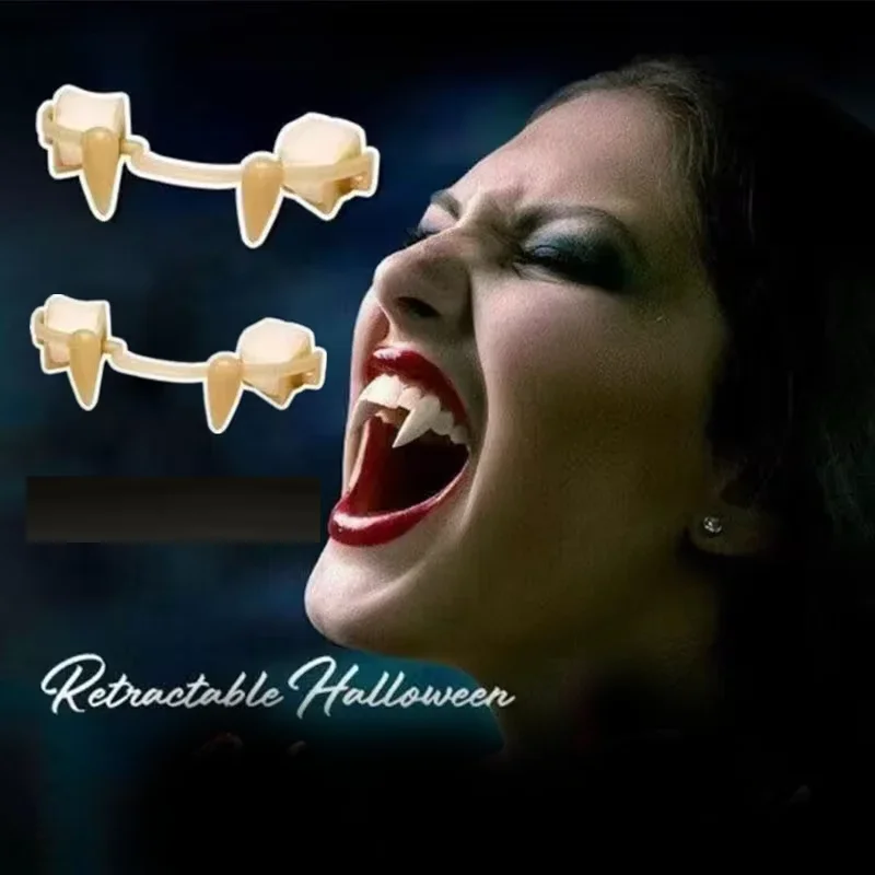 1/2/3PCS Retractable Vampire Teeth Halloween Vampire Fangs Dentures Zombie Teeth Small Tiger Teeth Cosplay Party Decoration