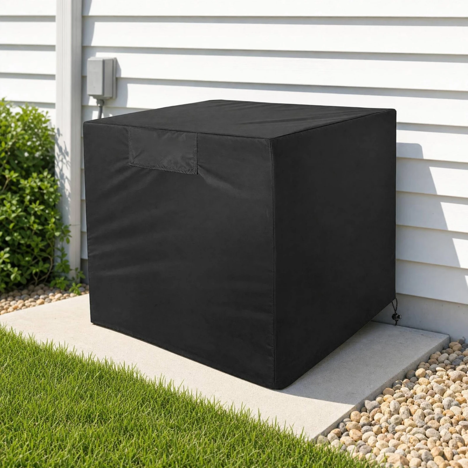 Air Conditioner Cover with Drawstring Windproof Outdoor Air Conditioner Cover Dust Resistant Heavy Duty for Homeowners, Backyard