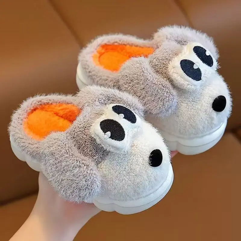 2024 Children's Winter Baotou Cotton Slippers Boys And Girls Soft Sole Non Slip Cartoon Plush Warm Home Slipper Fluffy Slippers