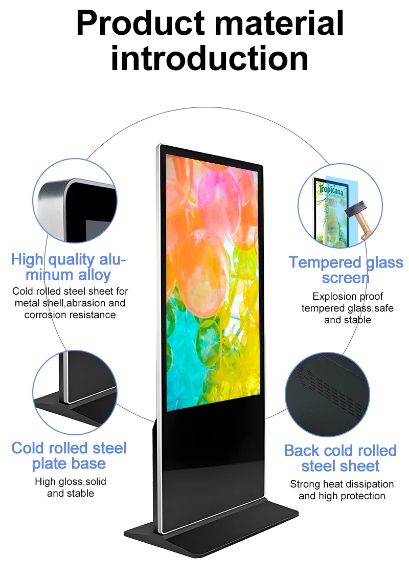 آلة إعلانية عمودية مقاس 43/55/65 بوصة تعمل باللمس ومشغل LCD عالي الوضوح #6