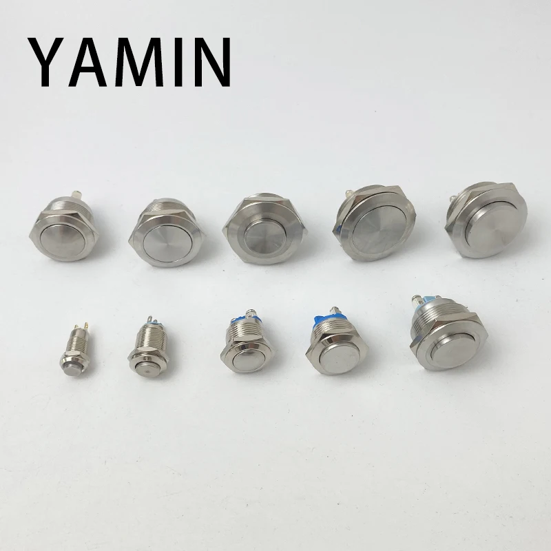 순간 리셋 잠금 래칭 금속 푸시 버튼 스위치, 방수 나사 핀 용접 풋, 8mm, 10mm, 12mm, 16mm, 19mm, 22mm, 30mm