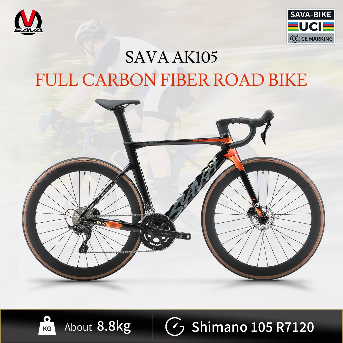 SAVA R08-7120 Full Carbon Fiber Road Bike 24 Speed with SHIMAN0 105 R7120 Kit 2*12 24 Speed Road Bike Race Bike