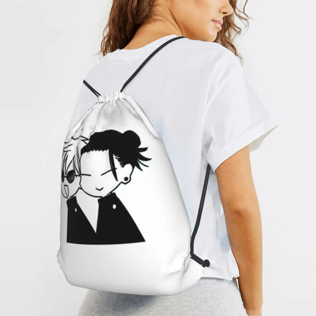 Gojo Satoru And Geto Suguru Backpacks Portable Drawstring Bags Sports Bag Book Bags for Travel Students