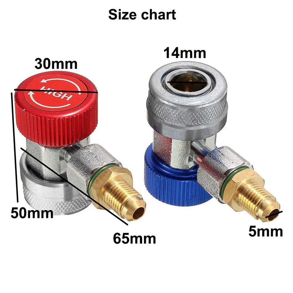 

2pcs Air Conditioning Fluoride Connector Coupler Adapter for Car A/C Refrigerant Charging Hose Durable Lightweight