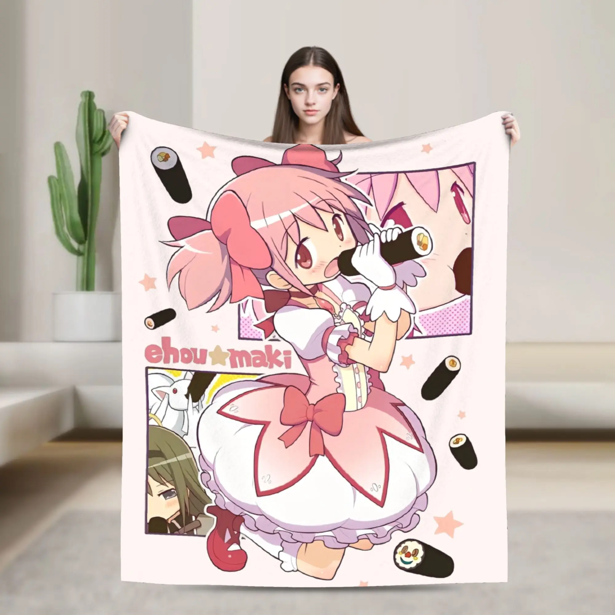 

Puella Magi Madoka Magica Knitted Blanket Fleece Soft Throw Blankets for Home Couch Bed Rug
