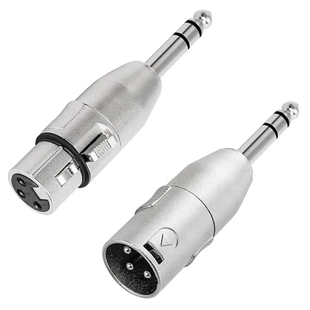 2PCS TRS to XLR Adapter 1/4 Inch 6.5mm TRS Male to 3-Pin XLR Female/Male Balanced Audio Converter for Microphone Interface Mixer