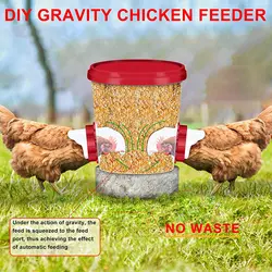 4pc Chicken Feeder Poultry Feeding Supplies DIY Rain Proof Poultry Feeder Port Gravity Feed Kit For Buckets Barrels Bins Troughs