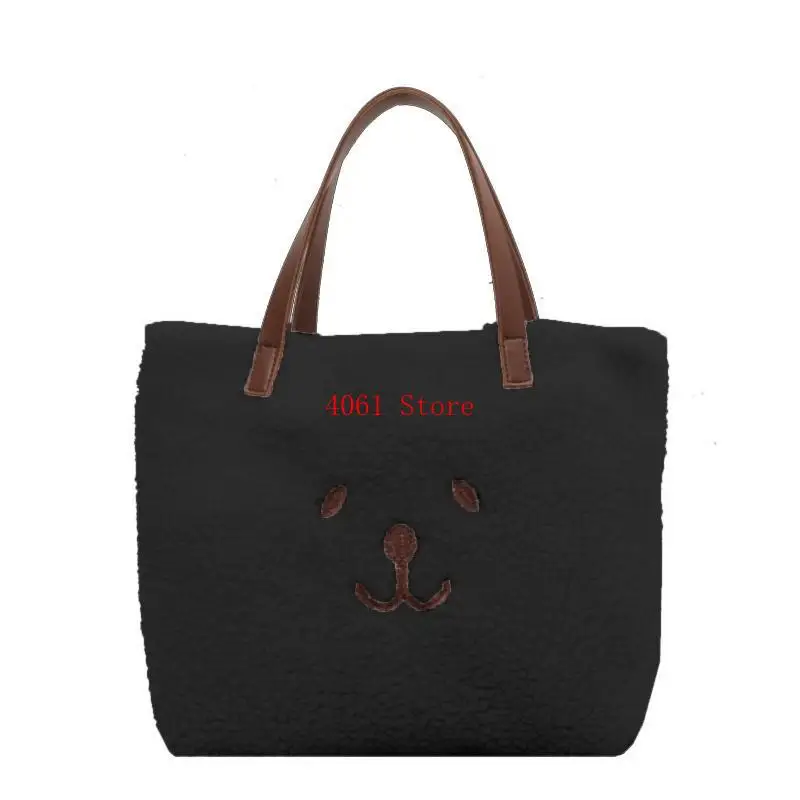 

Plush Handbag Solid Color Bear Clutch Bag Vintage Cartoon Tote Handbag