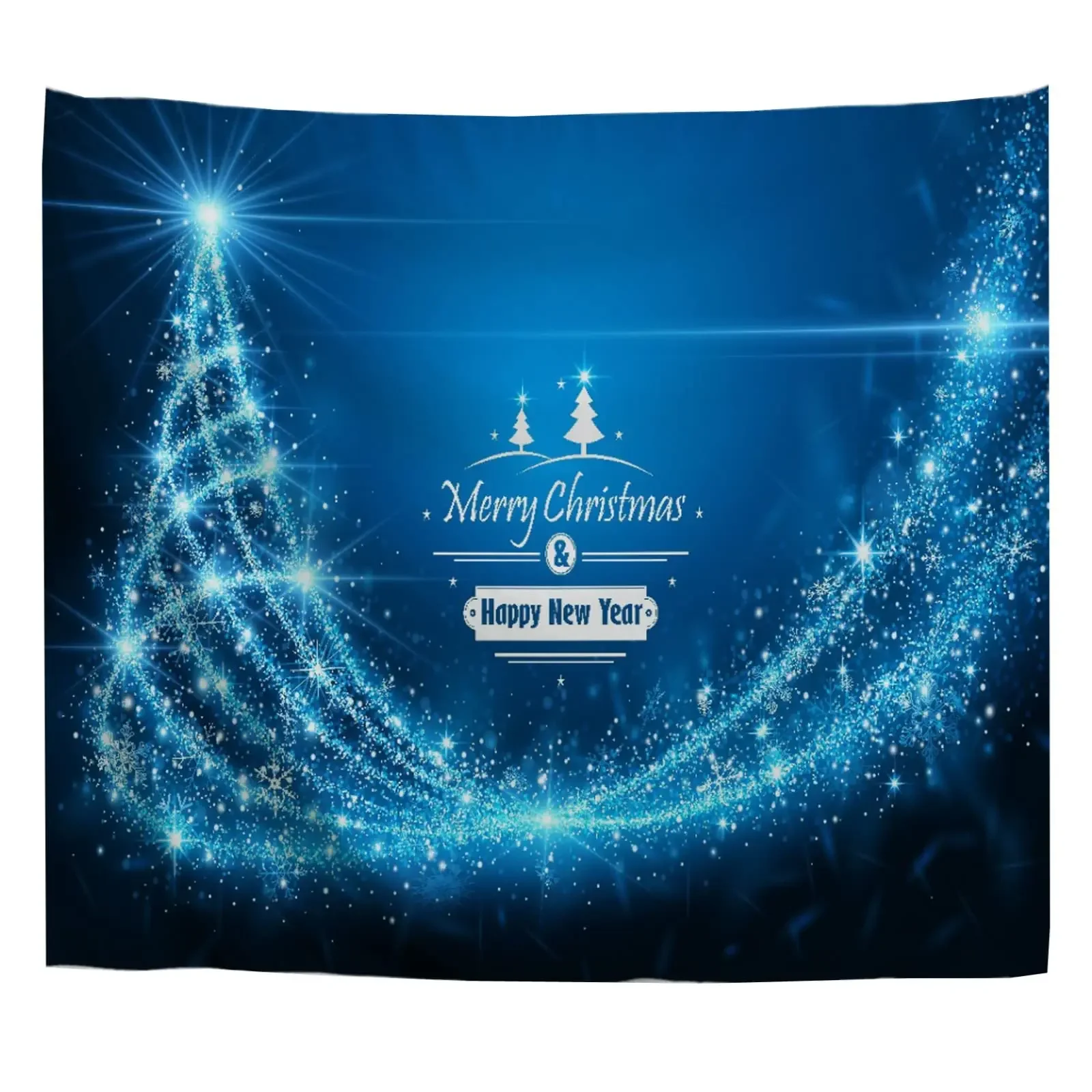 Snowflakes Tapestry Winter Dark Night Blue Background with Abstract Christmas Fabric Wall Tapestries Wall Hanging Tapestry