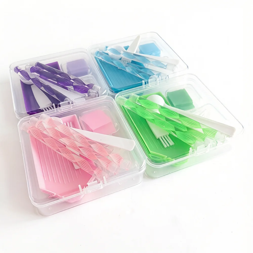 DIY Diamantmalerei Werkzeugset 4-Farben-Aufbewahrungsbox mit Tablett Wachs-Pinzetten-Stift-Set 5D Diamant-Stickerei Zubehör Bastelwerkzeuge – Detail 2