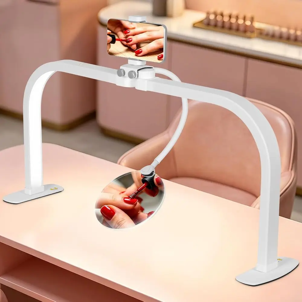 Adjustable LED Desk Lamp with 5X Magnifier, 30 Arm, Ideal for Manicures, Art, and Home Use