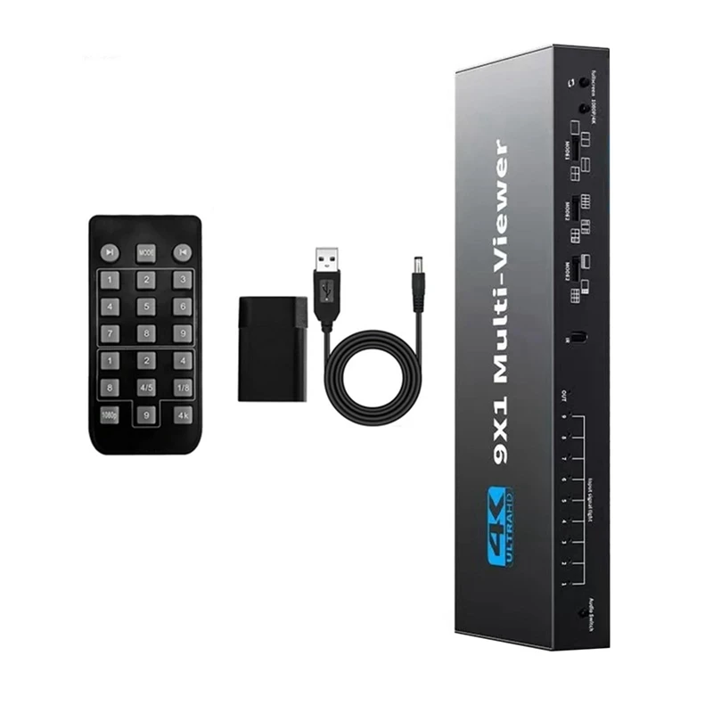 

9X1 4K -Compatible Multiviewer Switch 9 In 1 Out -Compatible Switcher With IR Remote Control Easy Install