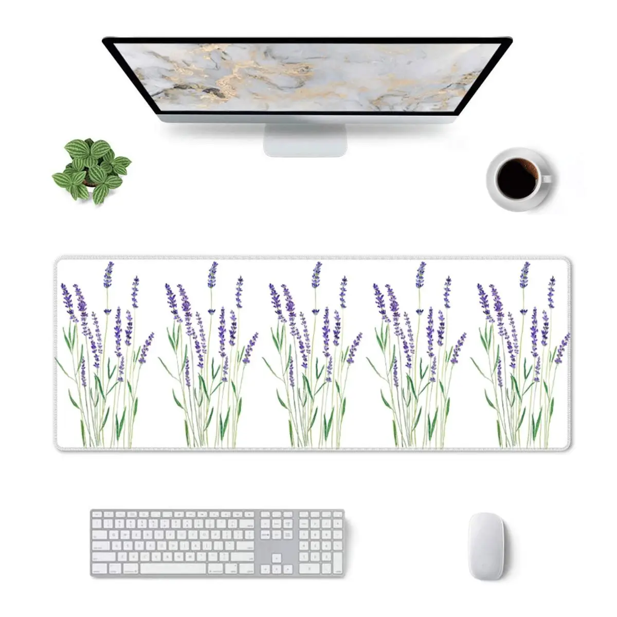 Large Mouse Pad Hand Painted Purple Lavender Gamer PC Laptop Mats Keyboard Carpet Computer Gaming Office Accessories Desk Mat