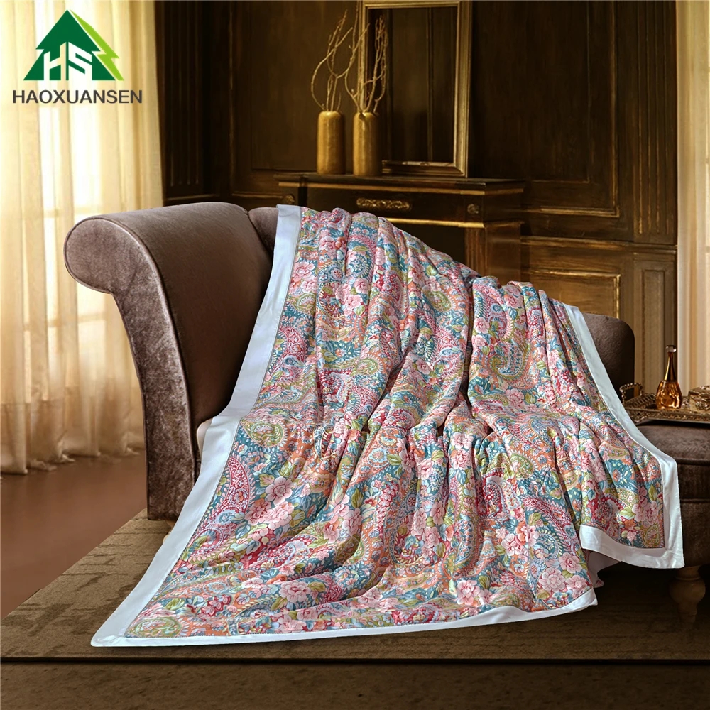 

European Palace Elements Lyocell 500TC Fabric Thin Quilt Summer Air Condition Comforter Adult Double Bed Cover Soft Blanket