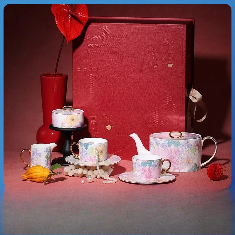 Ceramic Man Tingfang one pot four cups coffee cup with saucer afternoon tea set combination high value teapot
