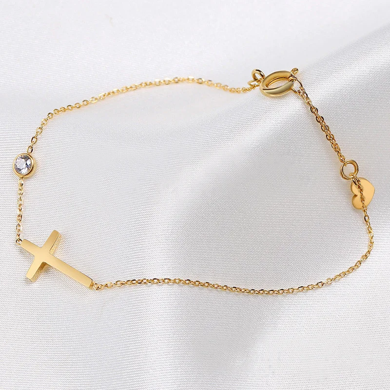 CAOSHI Fashion Simple Cross Bracelet for Women Stylish Jewelry for Daily Life Trendy 3 Metal Colors Accessories for Engagement