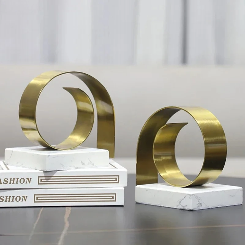 

Room Aesthetic Decor Golden Spiral Twist Ornaments Creative Bookend Marble Base Desk Decoration Library Bookshelves Bookend