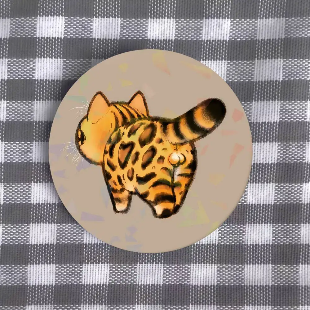 Cute Chubby Anime Cat Exposing Its Balls Badges Soft Button Pin Bright Printed Icon Gift ForFriends Badge Brooch Lapel Pin Metal