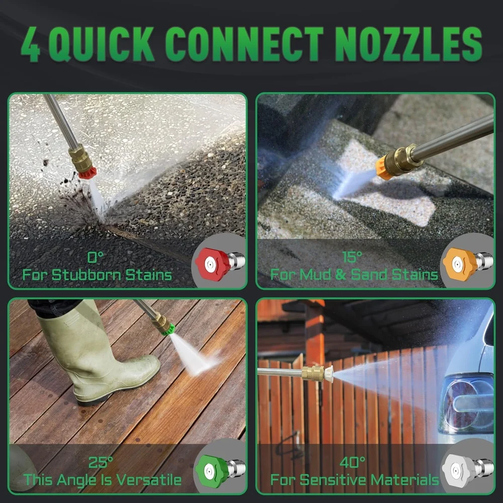 Potente lavadora a presión eléctrica 5000PSI 3,2 GPM pantalla táctil Digital ajustable 15 niveles 5 boquillas coche Patio limpieza de jardín