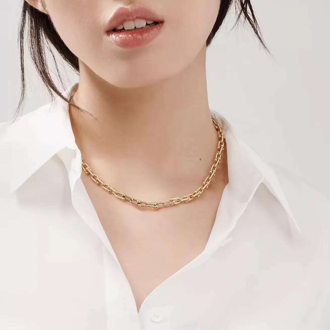 Advanced Fashion small size Tiff - Style Pure Silver s925 HardWear Series Retro Trend Classic Gradient Chain Link Necklace