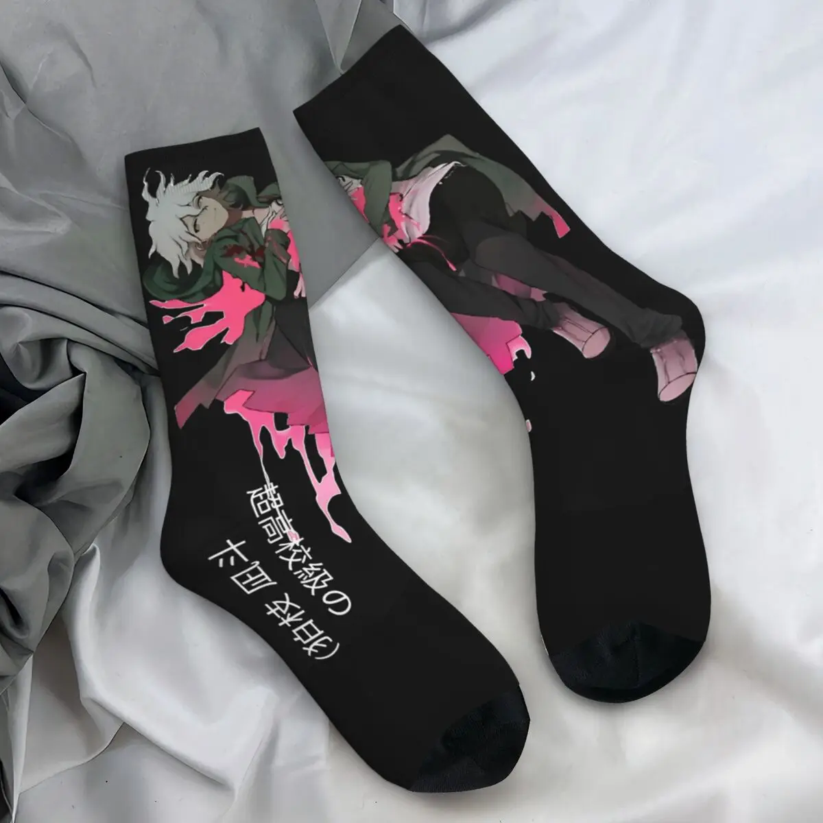 Men Socks Nagito Komaeda Voice Danganronpa Makoto Stockings Winter Gothic High Quality Socks Pattern Skateboard Anti-Slip Socks