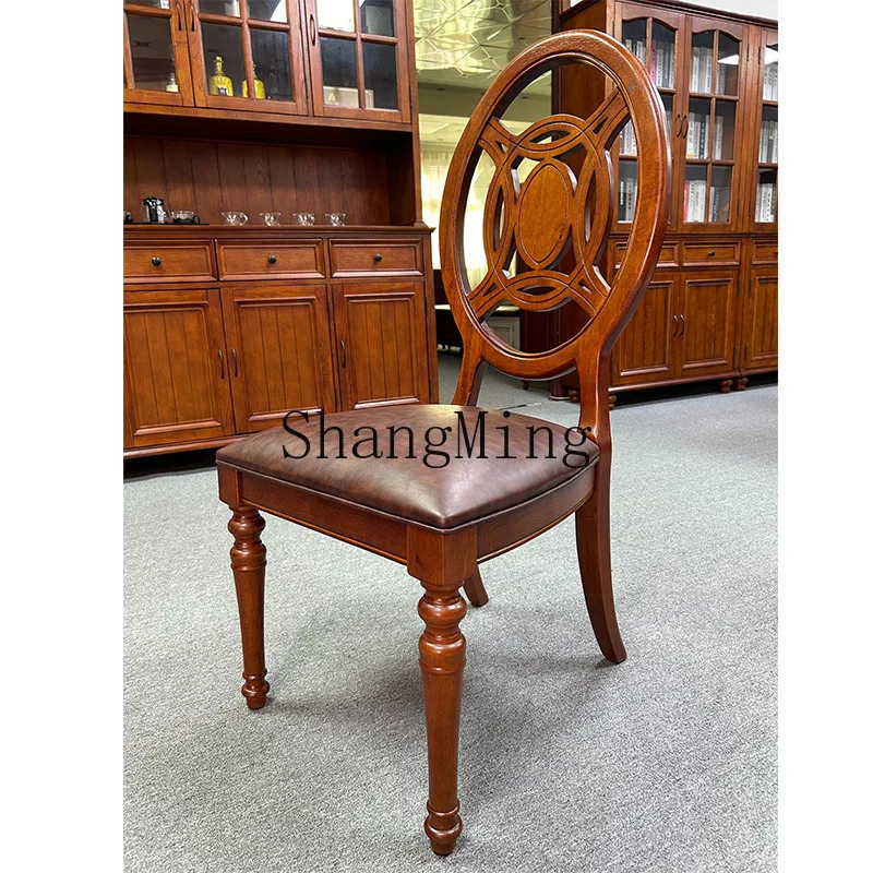 

CL Solid Wood Dining Chair Study Soft Cushion Home Backrest Simple Armless White Chun Wood