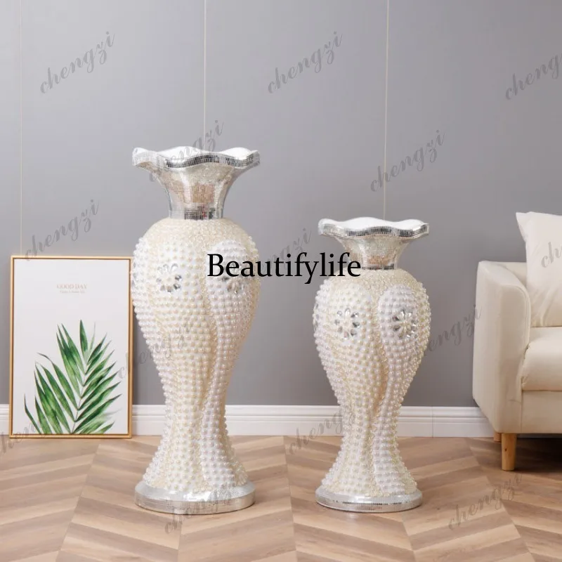 A95 European-style fiberglass magnesium mud home floor-to-ceiling large vase dried flower arrangement decorative ornament