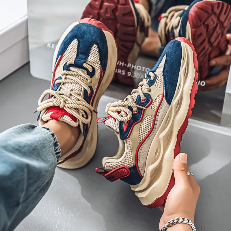 

High-Quality Men's Casual Sports Shoes Fashion Lace-Up Sneaker First Layer Cowhide Running Jogging Footwear