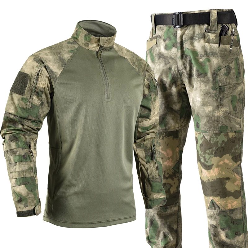 Men's Tactical Combat Uniform Sets Summer Breathable Shirt + Camouflage Cargo Pants Outdoor Men Military Camo Hunting Suits