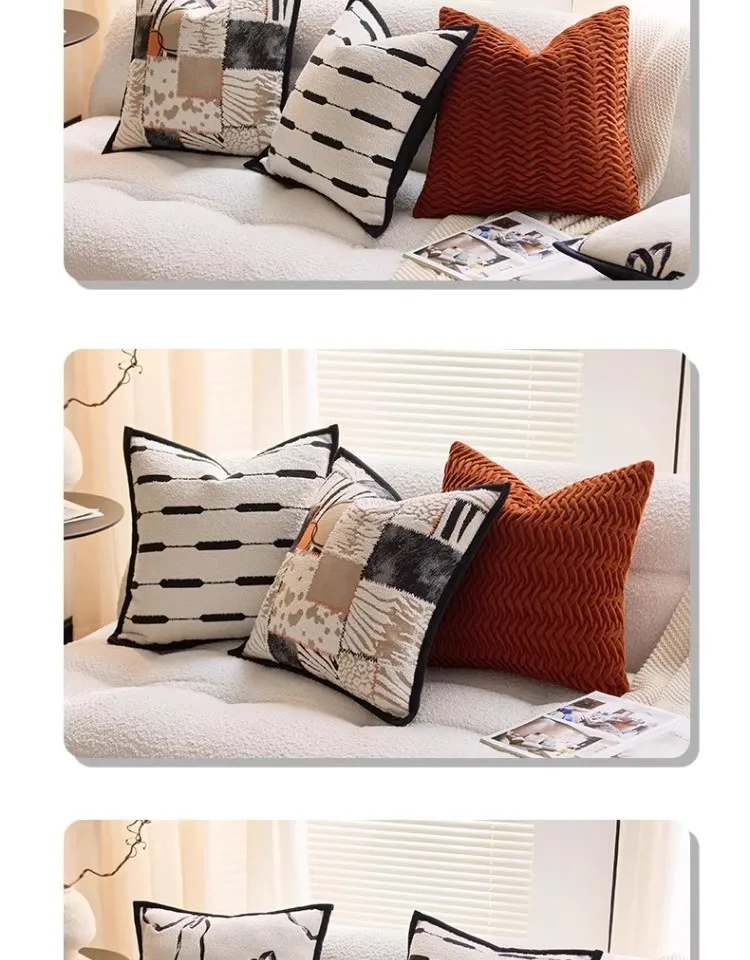 Linie Spleißen Wurf Kissenbezug Sofa Stempeln Taille Kissenbezug Einfache Mode Dekor Hause Dekorative Kissenbezug 45x45 cm – Detail 8