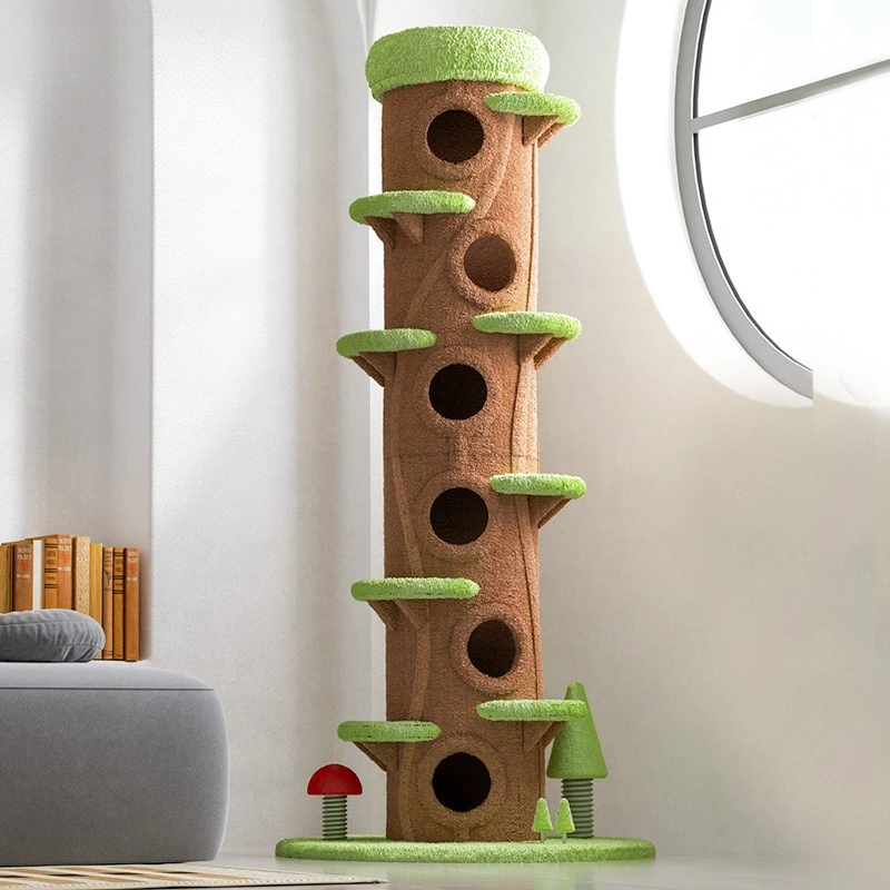 Cat climbing frame cat nest integrated multi-functional tower large cat tree four-season universal jumping platform