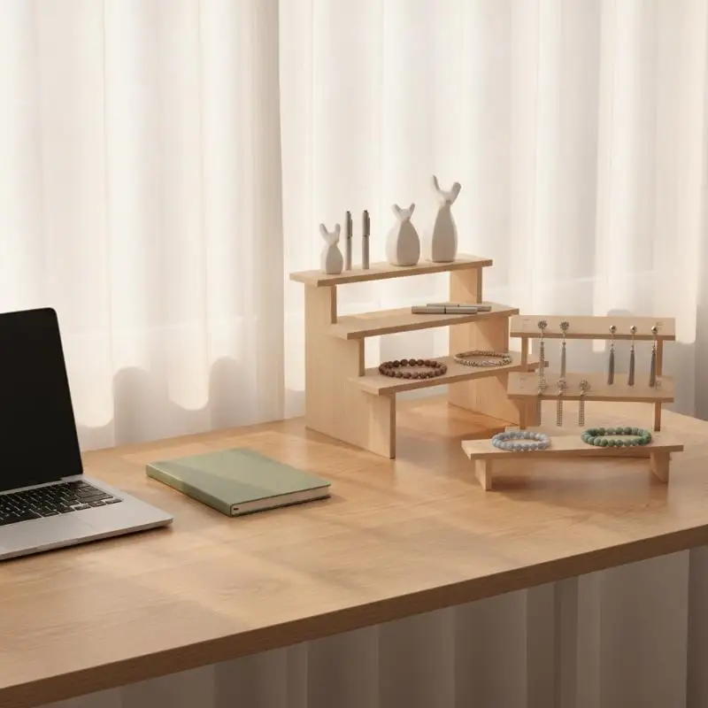 Wood Display Stand Riser 1Pcs Solid Wood Construction for Dessert Figurines Jewelry Organization Desktop Decor