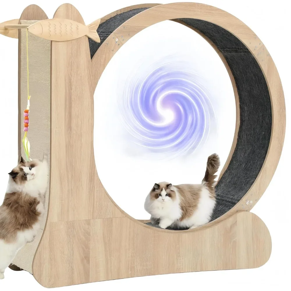 2024 New 3-in-1 Cat Exercise Wheel,Upgraded Large Cat Wheels for Indoor Cats,41.3”H Cat Treadmill