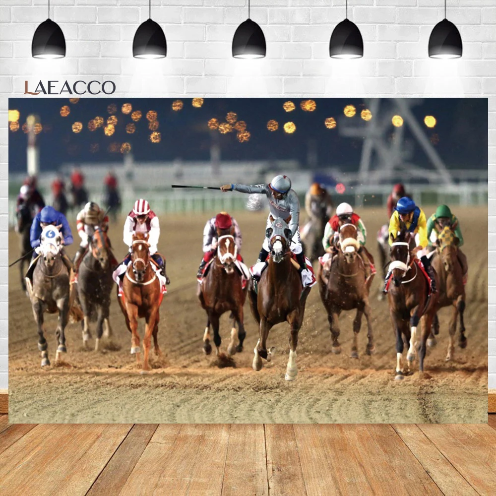 Laeacco Horse Racing Backdrop Kentucky Derby Party Background Racetrack Race Kids Adults Birhday Portrait Photography Background