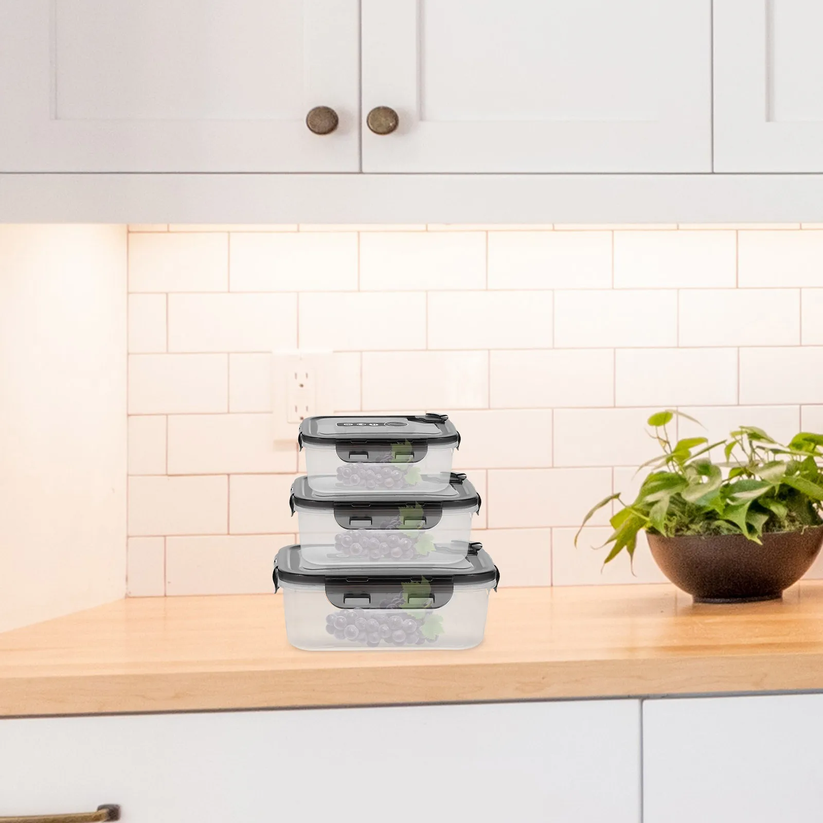

3 Pcs Food Storage Containers 1 4L 2 5L 3 8L Airtight Transparent Plastic Boxes for Kitchen Fridge Dry Fruit Grain Storage