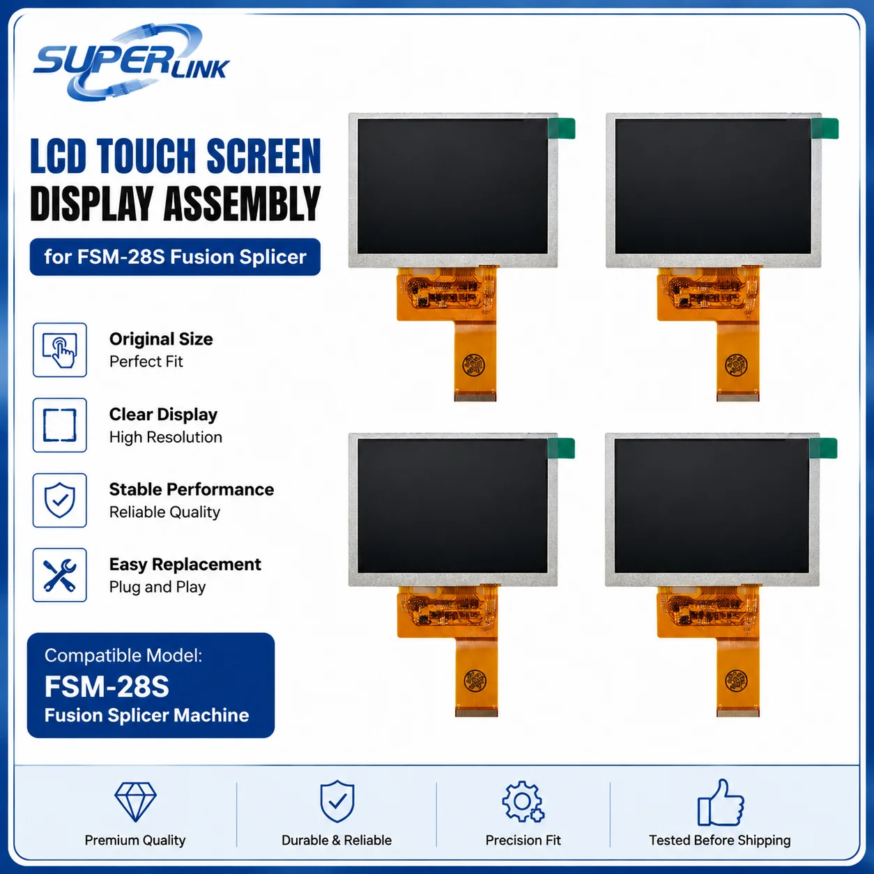 Ensemble écran tactile LCD compatible pour la réparation et le remplacement de la soudeuse à fibres Fujikura FSM-28S, FTTH