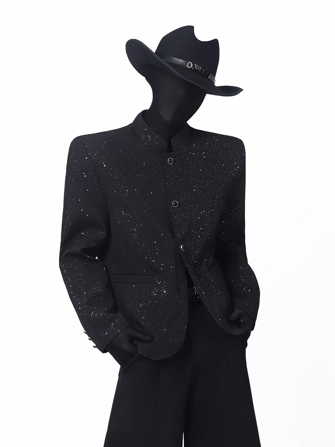 

Новый мужской пиджак в китайском стиле с короткими блестящими пайетками, стандартный крой, из чистого полиэстера, дышащий, повседневный, в западном стиле