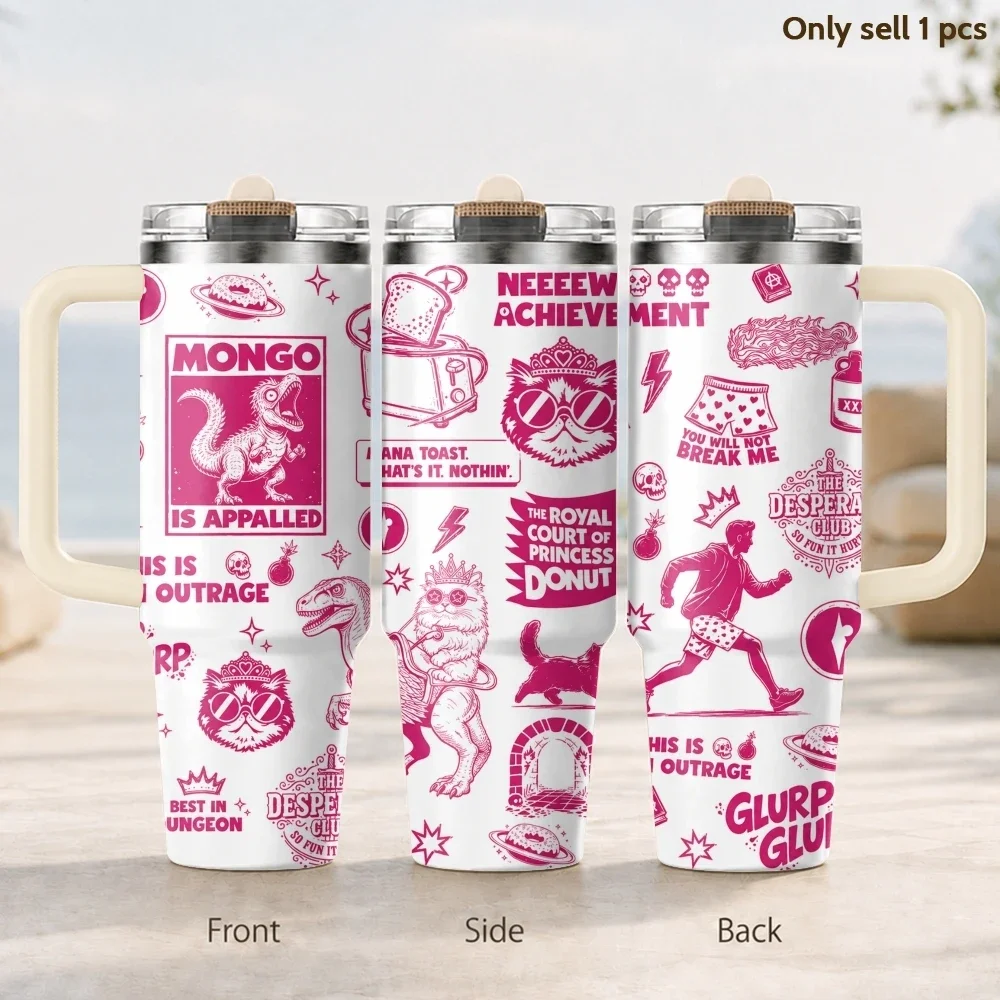 Mongo Is Appalled Collage Vacuum Flasks 40oz 3rd Gen Vacuum Insulated Stainless Steel Tumbler Cup With Handle Straw Lid