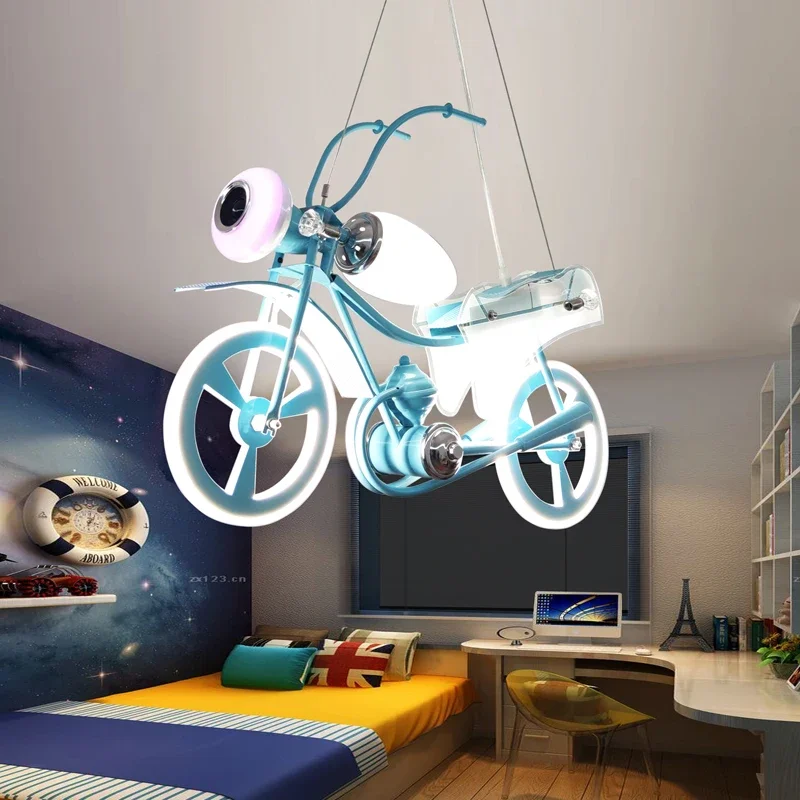 Modern Acrylic Motorcycle Pendant Lights Children\'s Room Boys Bedroom Decor Haning Lamps Nordic Creative LED Novelty Chandeliers