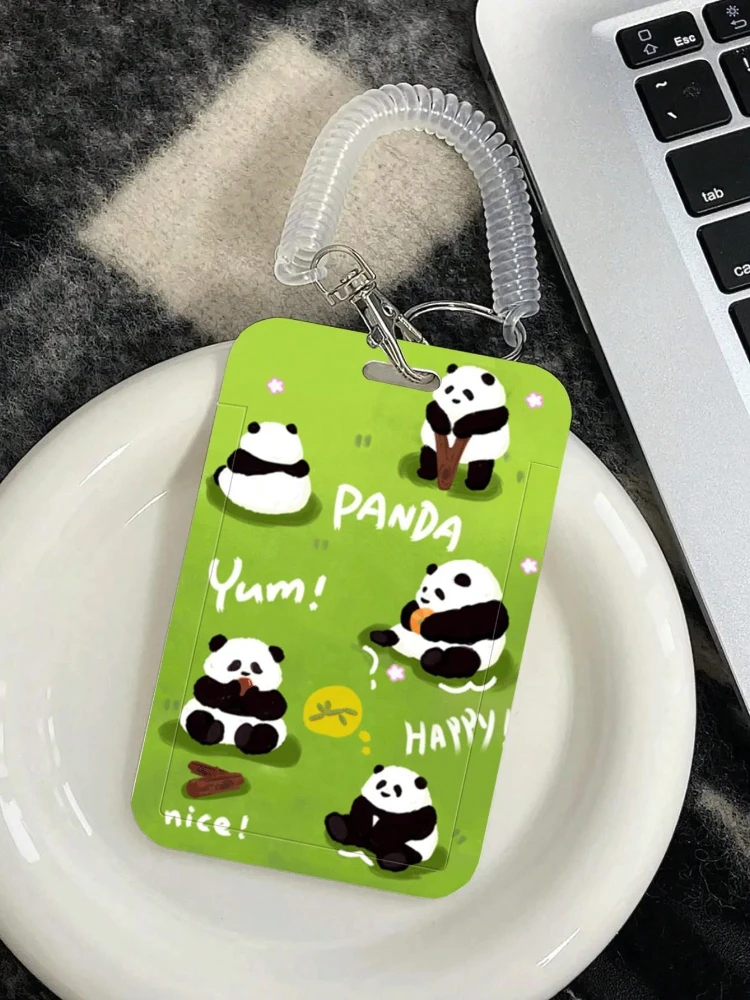 Ins Creative Cartoon Student Id Card Holder with Stretch Elastic Cord for Student Bus/Metro Card Meal/Door Card Protection Case