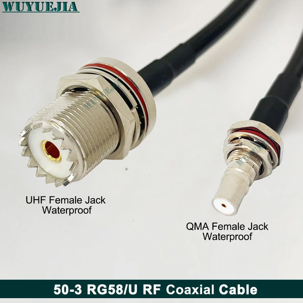 UHF Female Jack Waterproof to QMA Female Jack Waterproof RG58/U RF Coaxia Cable For Wireless Equipment Connection Wire Cord Line