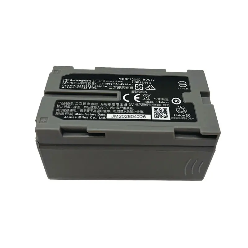 2PCS BDC72 Battery For Top GM-52 OS/ES FX101 Total Station Surveying Battery Li-ion 7.2V 5986mAh Instrument Battery