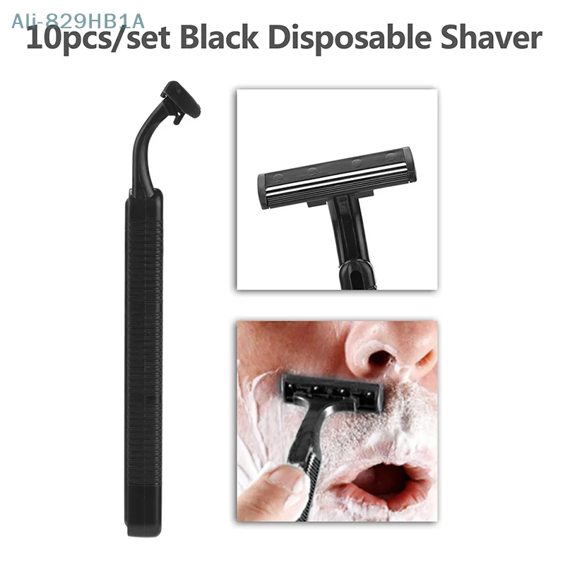 10 Pcs Two Blade Razor Disposable Razor For Men Stainless Steel Razor Blade Plastic Handle