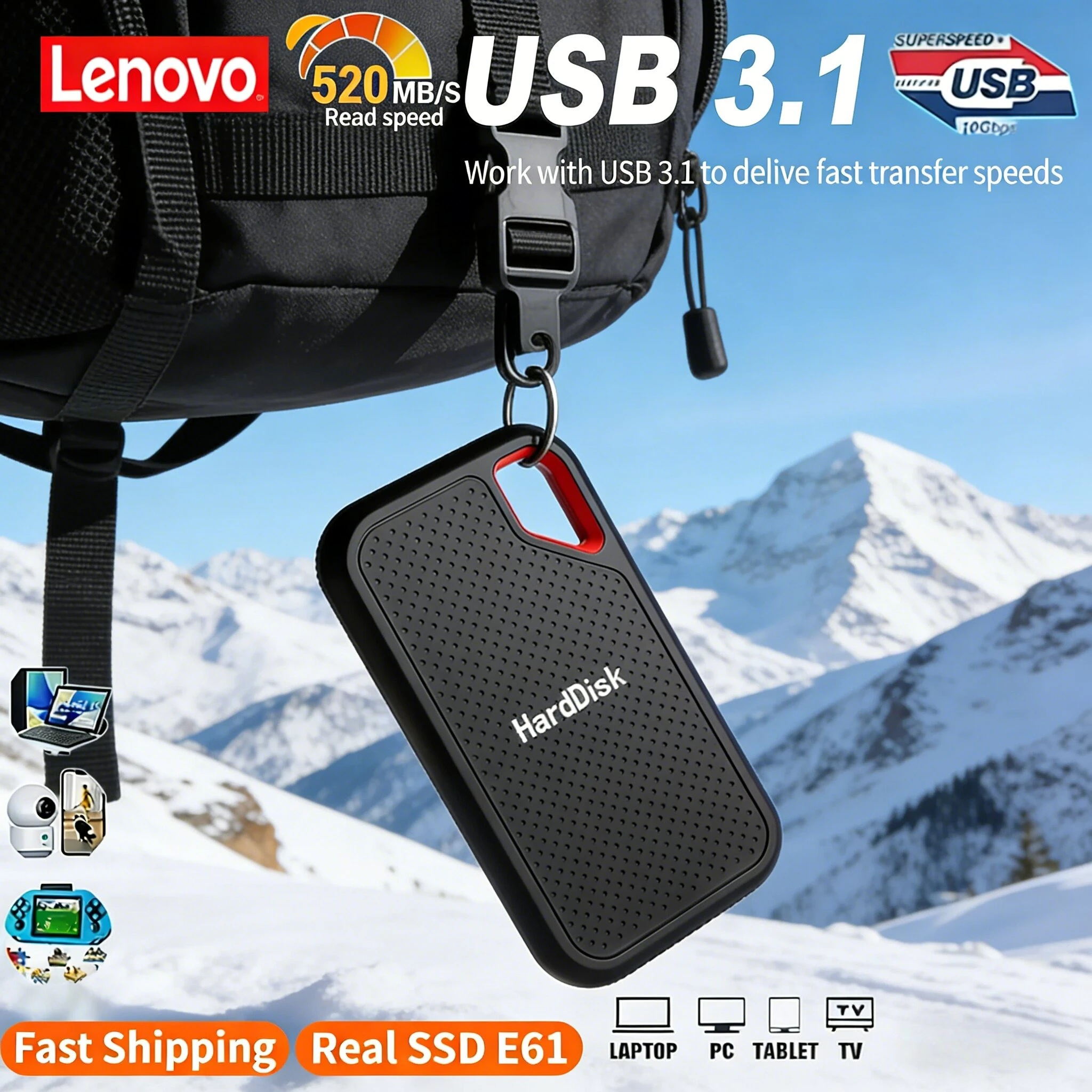 

Новый внешний твердотельный накопитель Lenovo E61 4 ТБ 6 ТБ 8 ТБ 256 ТБ USB 3.1 для ноутбуков, PS5 и мобильных устройств (HDD)