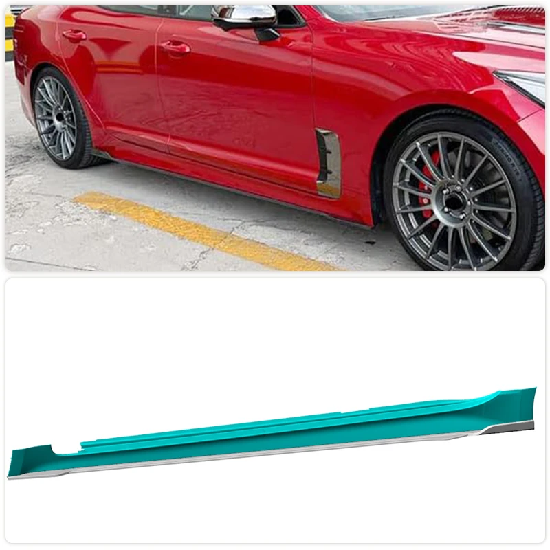 Car Side Skirts Extensions for KIA Stinger GT EX Hatchback 4-Door 2018-2023 Side Door Bumper Apron Lip Body Kits Carbon Fiber