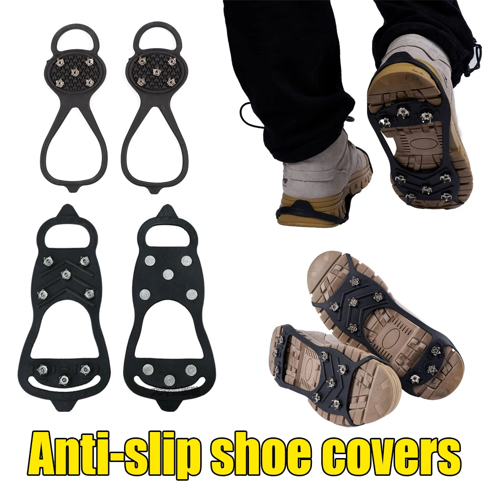 1 par de Crampones antideslizantes de 5/8 dientes, adecuados para montañismo al aire libre, nieve, senderismo, esquí y escalada en roca, Unisex