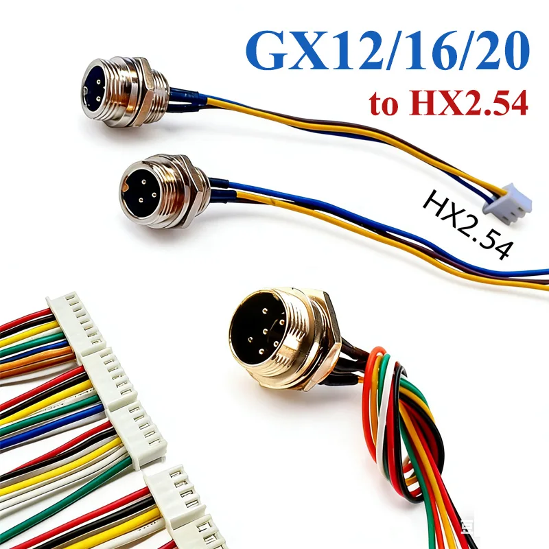 3Pin GX16 GX12 GX20 to XH2.54 Terminal Wire 2Pin M12 Male Aviation Plug 4/5/6Pin Adapter Cable Connector Extension Cable 15-30cm